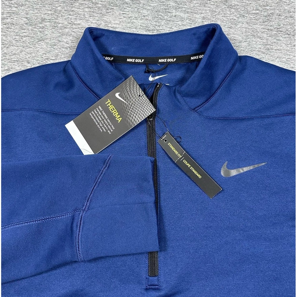 Nike Golf Pullover Mens Size XL Blue Therma Fit 1/4 Zip Long Sleeve NEW
